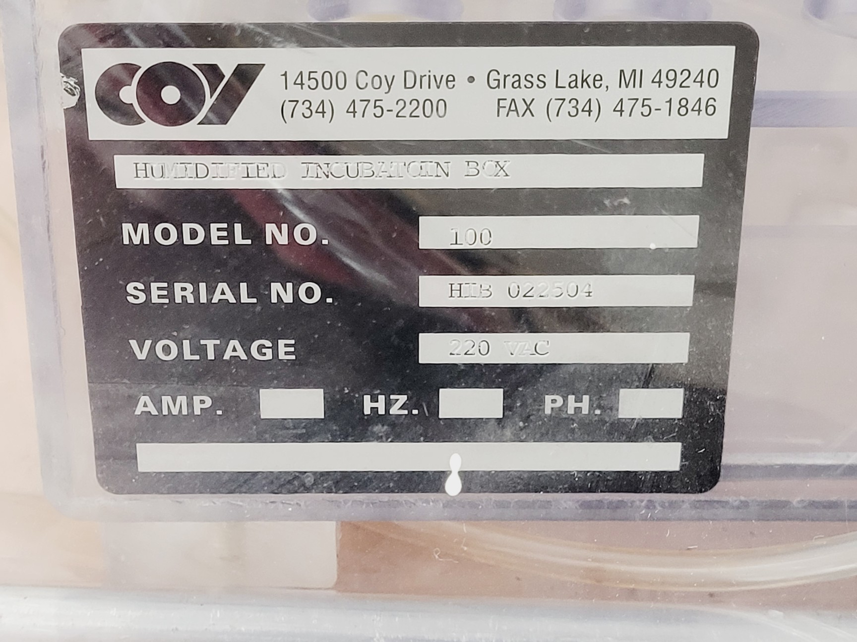 Image of COY Glove Box w/ VHC-A-C Hypoxic Chamber & Gas Control System