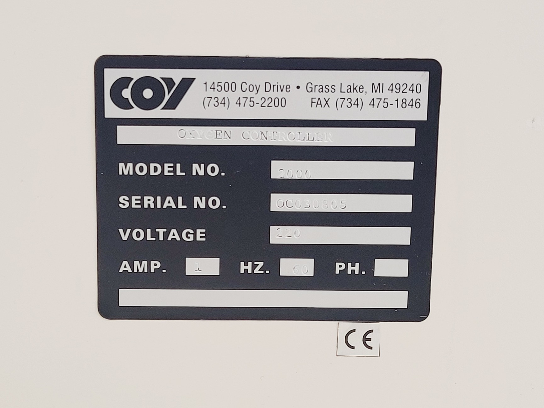 Image of COY Glove Box w/ VHC-A-C Hypoxic Chamber & Gas Control System