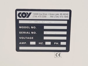 Thumbnail image of COY Glove Box w/ VHC-A-C Hypoxic Chamber & Gas Control System