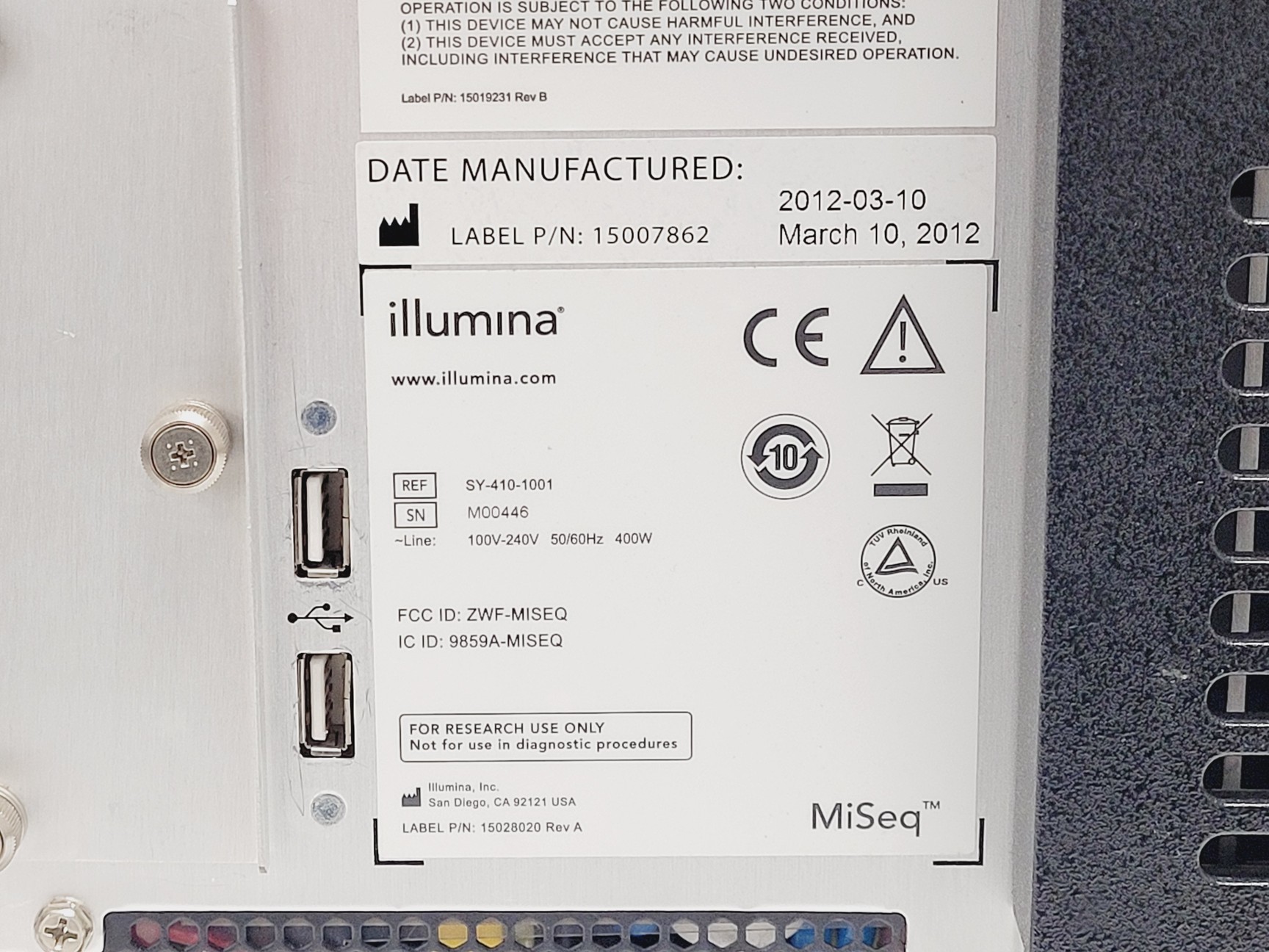 Image of Illumina MiSeq Benchtop Gene Sequencing System Lab