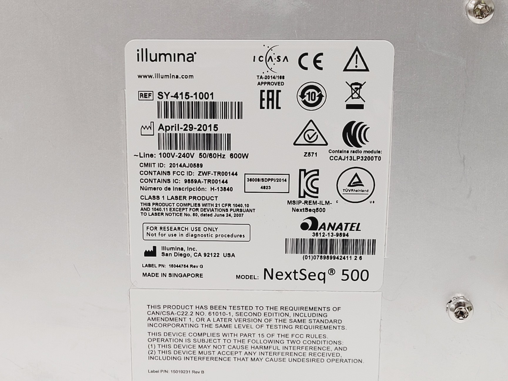 Image of Illumina NextSeq 500 DNA Sequencer Lab