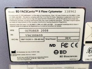 Thumbnail image of BD FACSCanto II Flow Cytometer w/ Fluidics Cart Lab