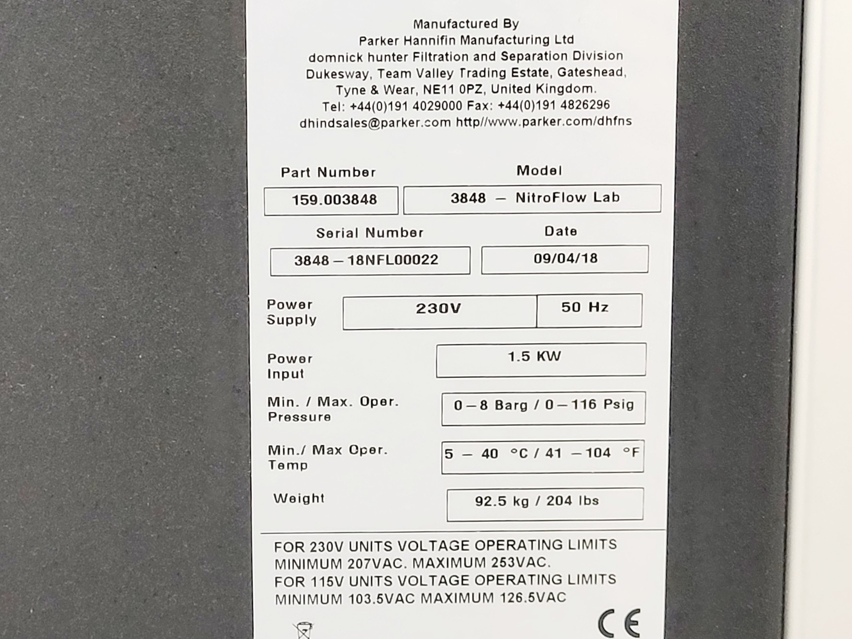 Image of Parker Balston 3848 NitroFlow Lab Nitrogen Gas Generator