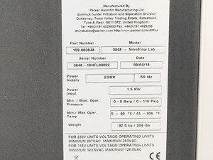 Thumbnail image of Parker Balston 3848 NitroFlow Lab Nitrogen Gas Generator