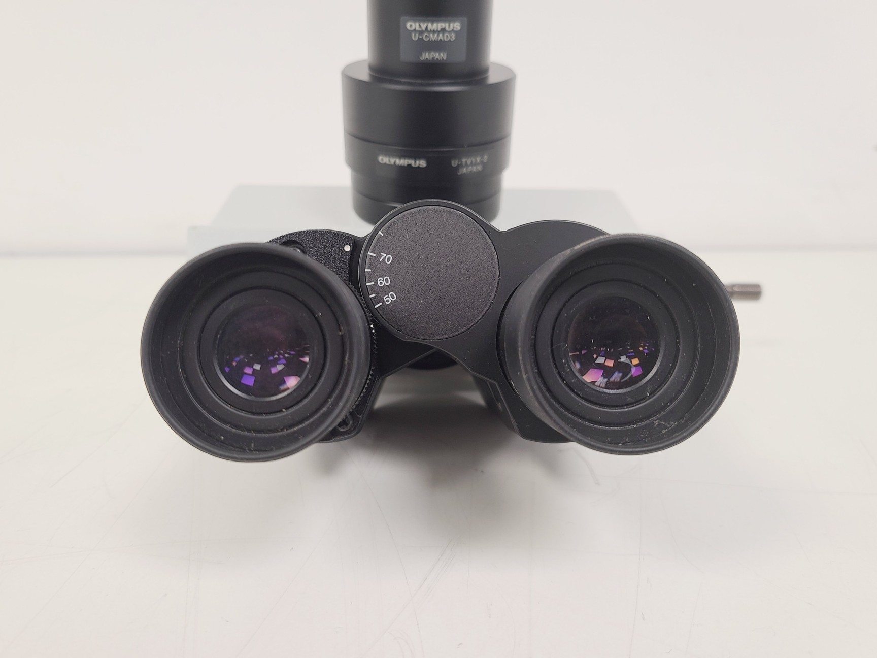 Image of Olympus U-TR30-2 Trinocular Camera Port Microscope Head w/ U-TV1X-2 & U-CMAD3