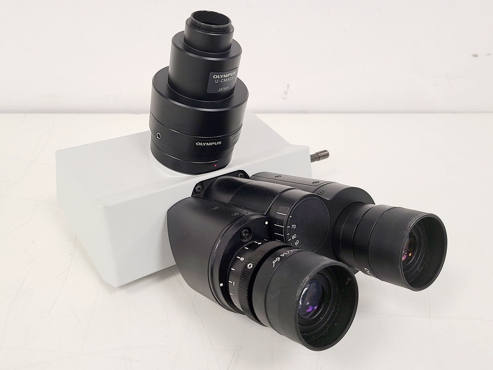 Image of Olympus U-TR30-2 Trinocular Camera Port Microscope Head w/ U-TV1X-2 & U-CMAD3