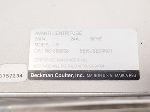 Thumbnail image of Beckman Coulter Avanti J-E Floor Standing Centrifuge