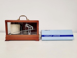 Image of Casella London Antique Barograph in Polished Mahogany Case w/ 3 x Chart Papers