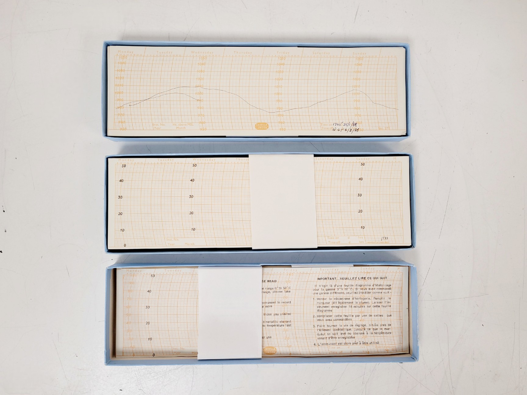 Image of Casella London Antique Barograph in Polished Mahogany Case w/ 3 x Chart Papers