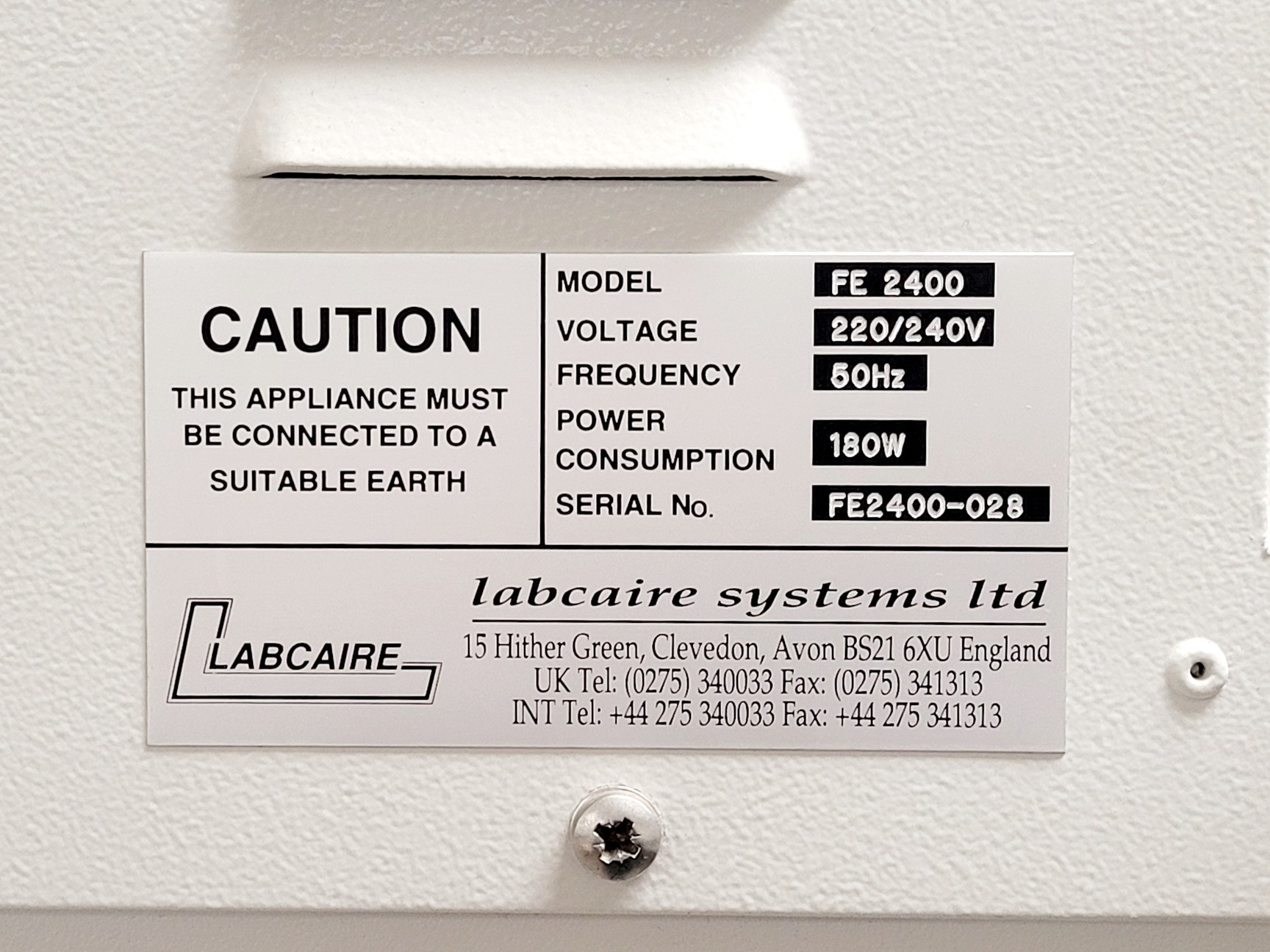 Image of Labcaire FE 2400 Ductless Fume Cabinet Lab