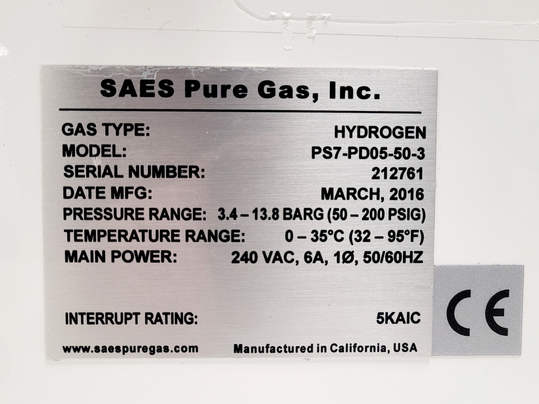 Image of SAES Pure Gas PS7-PD05-50-3 Palladium Hydrogen Purifier