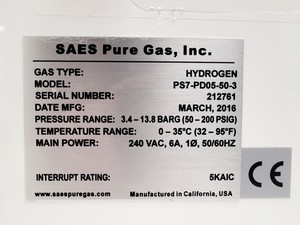 Thumbnail image of SAES Pure Gas PS7-PD05-50-3 Palladium Hydrogen Purifier