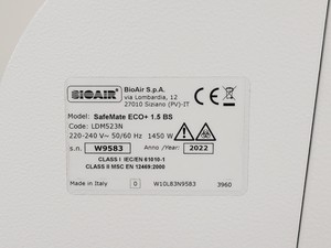 Thumbnail image of BioAir Safemate ECO+ 1.5BS Class II Microbiological Safety Cabinet w/ Stand