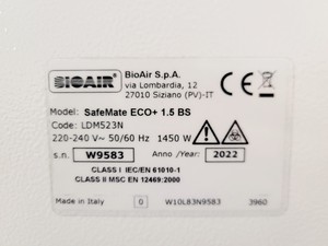 Thumbnail image of BioAir Safemate ECO+ 1.5BS Class II Microbiological Safety Cabinet w/ Stand