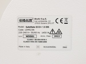 Thumbnail image of BioAir Safemate ECO+ 1.5BS Class II Microbiological Safety Cabinet w/ Stand