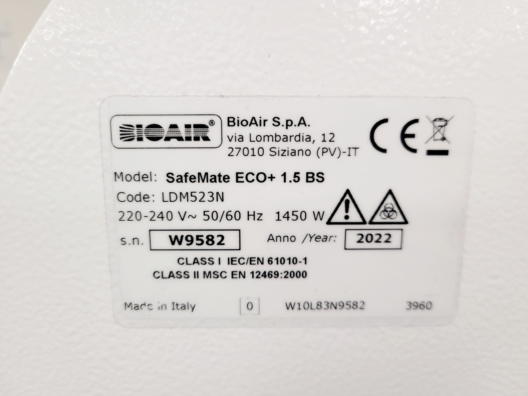 Image of BioAir Safemate ECO+ 1.5BS Class II Microbiological Safety Cabinet w/ Stand