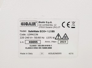 Thumbnail image of BioAir Safemate ECO+ 1.2BS Class II Microbiological Safety Cabinet w/ Stand