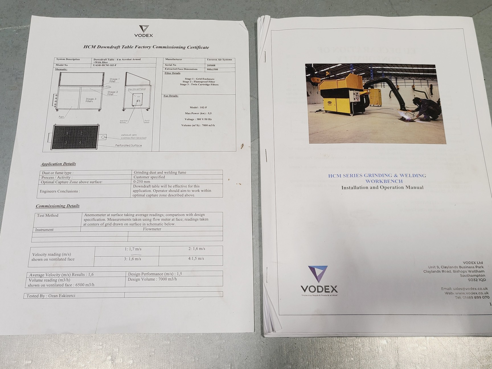Image of Vodex HCM Series Grinding & Welding Workbench Model UAS®-HCM-102-F