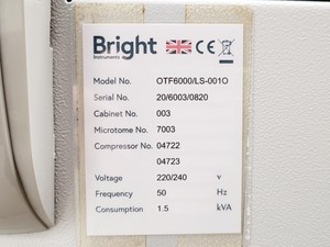 Thumbnail image of Bright Model OTF6000 Cryostat w/ 2x Cryo-m-bed, 7 x Object Holders & Accessories
