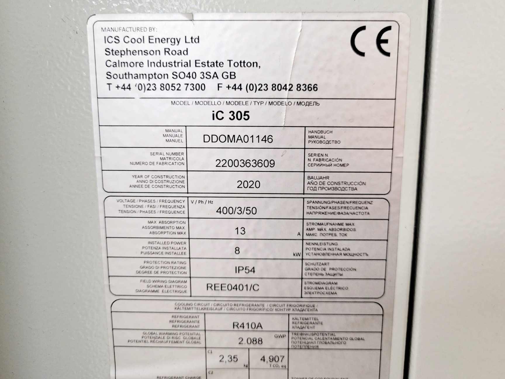 Image of ICS Cool Energy i-Chiller Model iC 305 Industrial Process Water Chiller