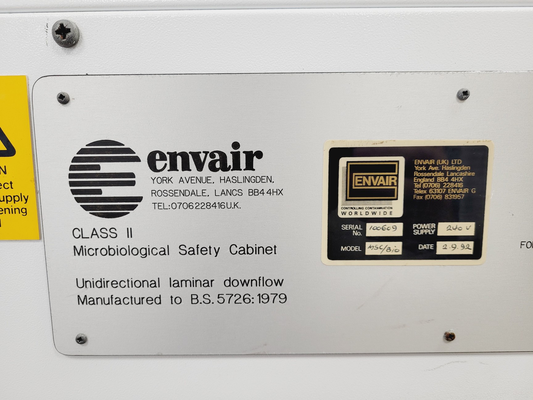 Image of Envair MSC BIO Class II Ducted Microbiological Safety Cabinet Lab