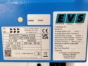 Thumbnail image of Faster SafeFAST Classic 215 D Class II Biological Safety Cabinet Lab