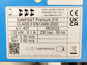 Thumbnail image of Faster SafeFAST Premium 215 Class II Biological Safety Cabinet Lab