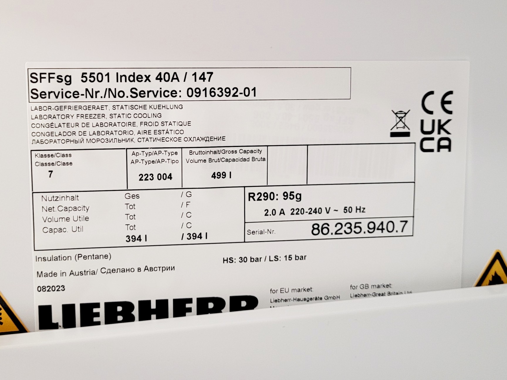Image of Liebherr SFFsg 5501 Laboratory Freezer