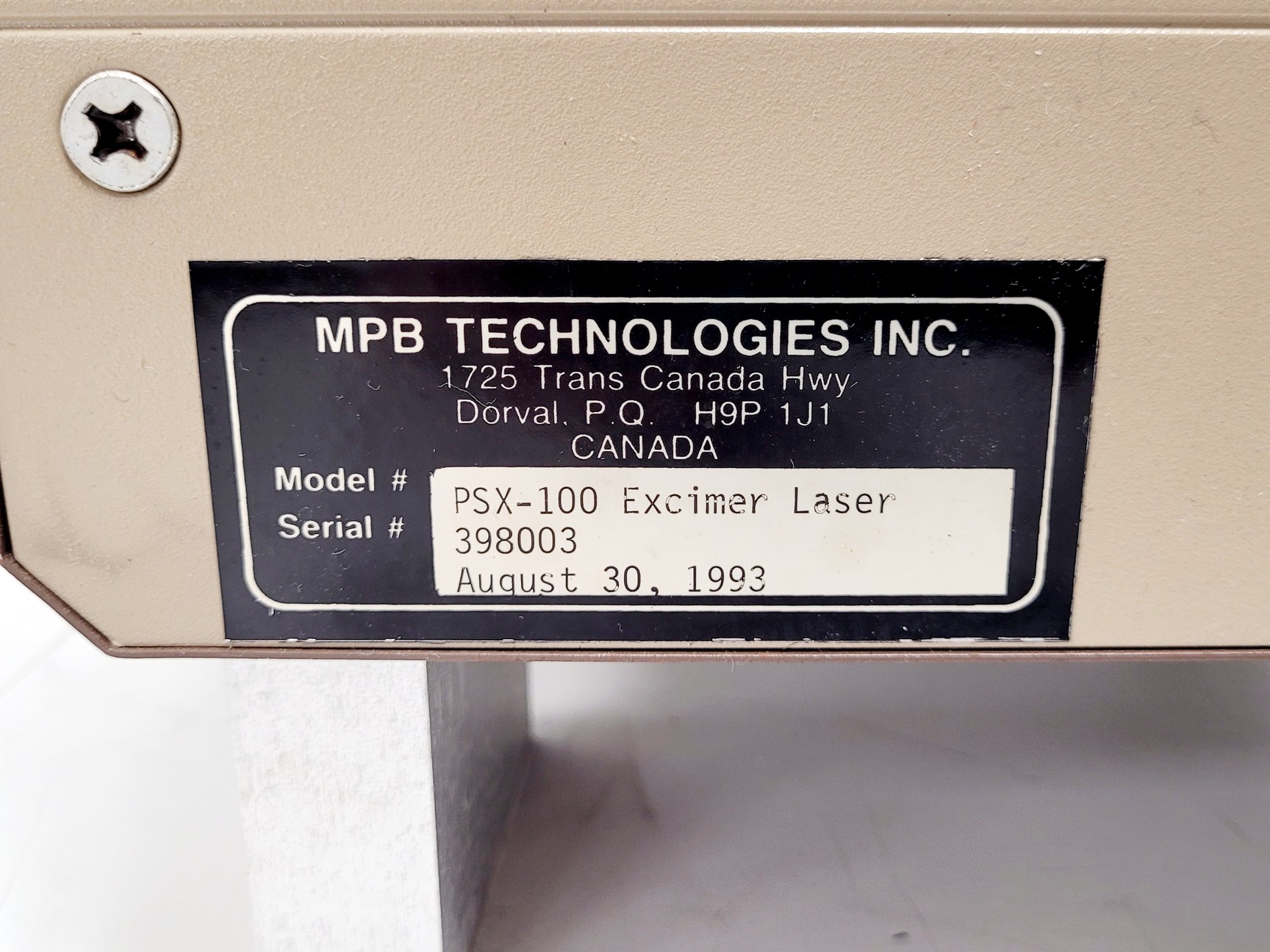 Image of MPA Technologies INC. PSX-100 Excimer Laser Class IV 