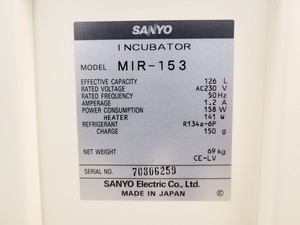 Thumbnail image of Sanyo MIR-153 Refrigerated Incubator Lab