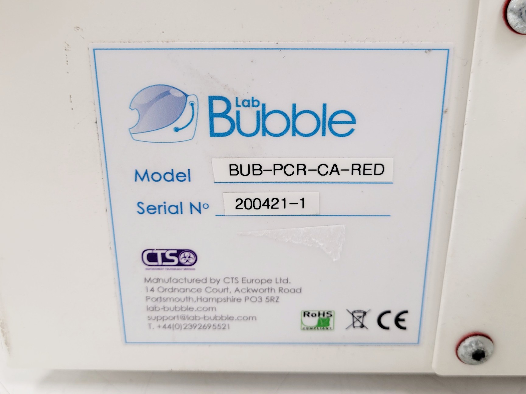 Image of Lab Bubble PCR Bubble Sample Protection UV BUB-PCR-SA-RED w/ Fan Unit