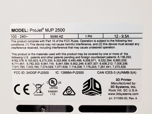 Thumbnail image of 3D Systems Projet MJP 2500 3D Printer w/ VisiJet M2R-WT, M2R-GRY, M2 SUP