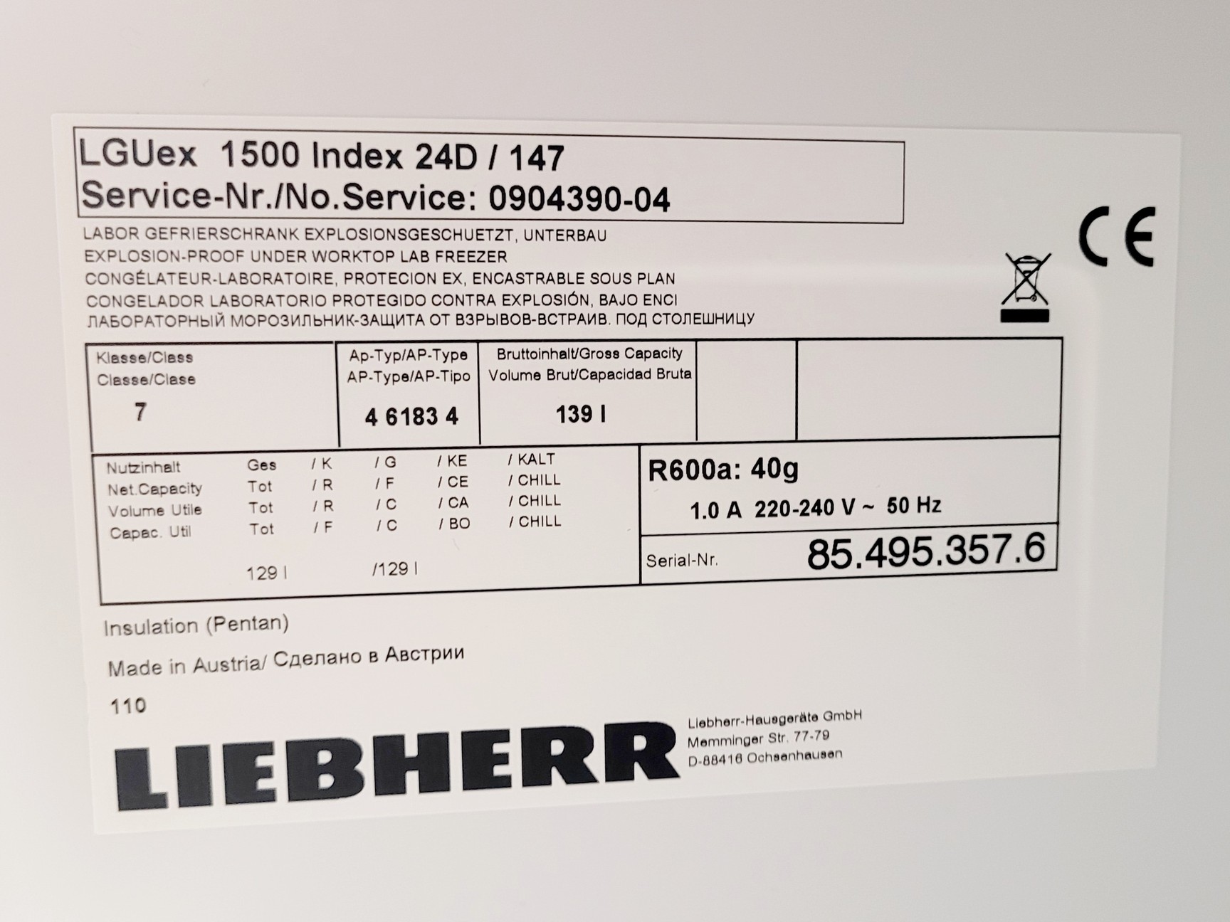 Image of Liebherr MediLine LGUEX 1500 Laboratory Freezer