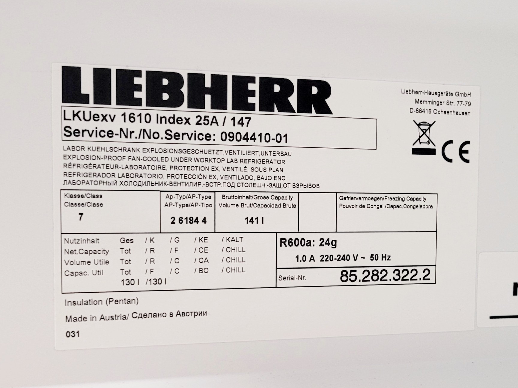 Image of Liebherr MediLine LKUexv 1610 Laboratory Fridge