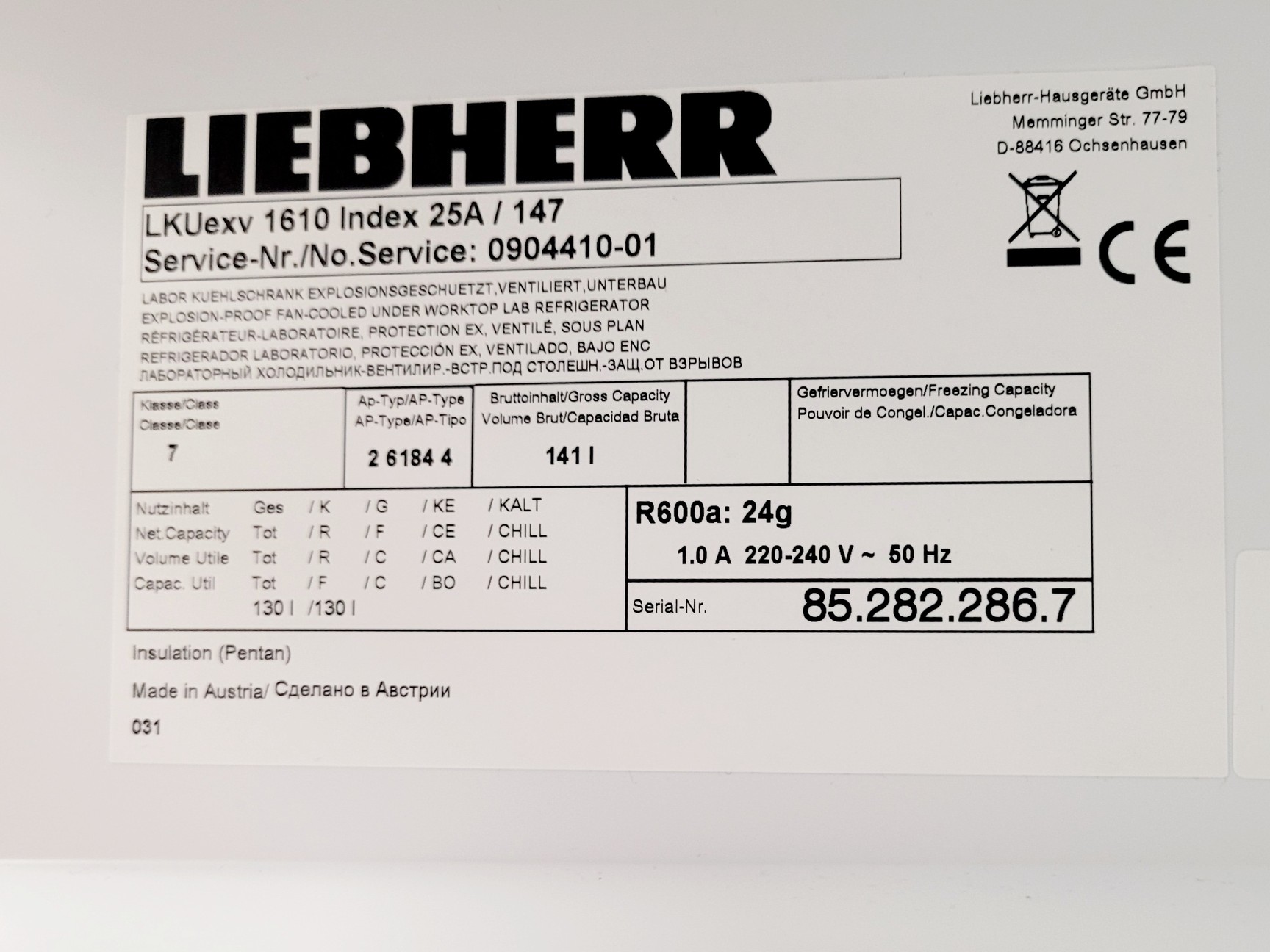 Image of Liebherr MediLine LKUexv 1610 Laboratory Fridge