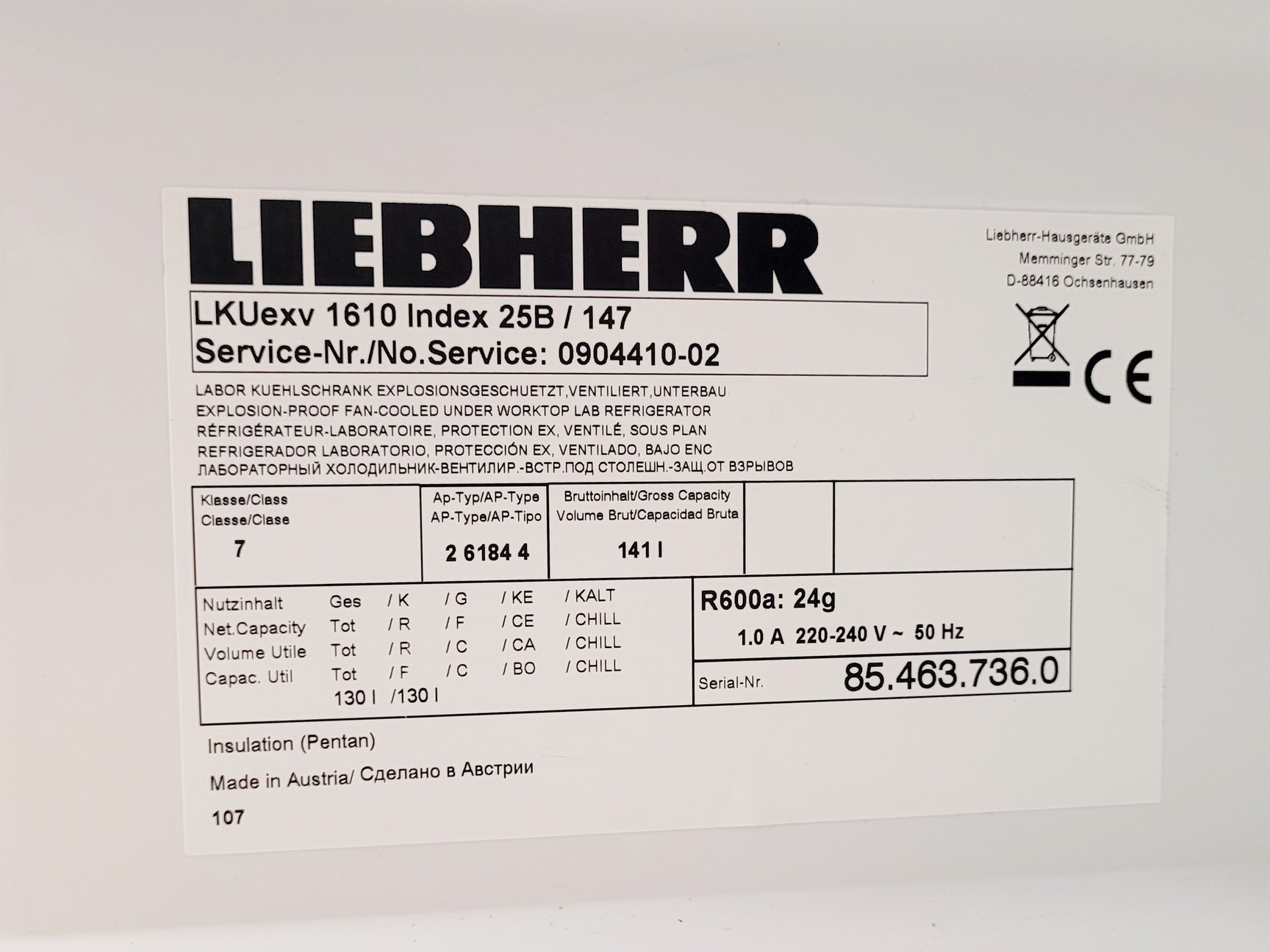 Image of Liebherr MediLine LKUexv 1610 Laboratory Fridge 