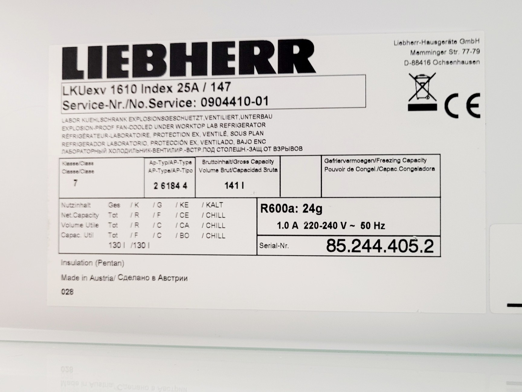Image of Liebherr MediLine LKUexv 1610 Laboratory Fridge