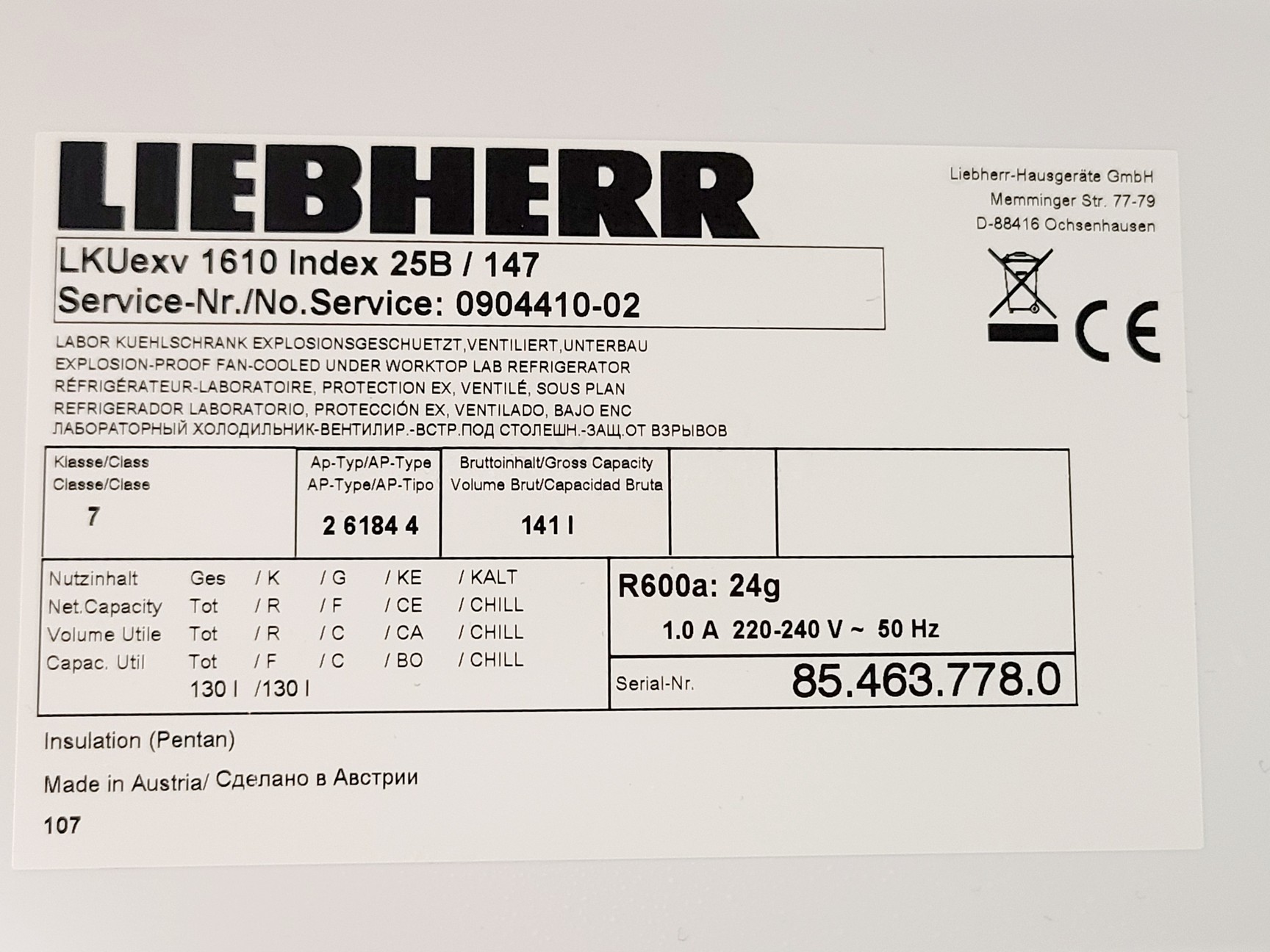 Image of Liebherr MediLine LKUexv 1610 Laboratory Fridge
