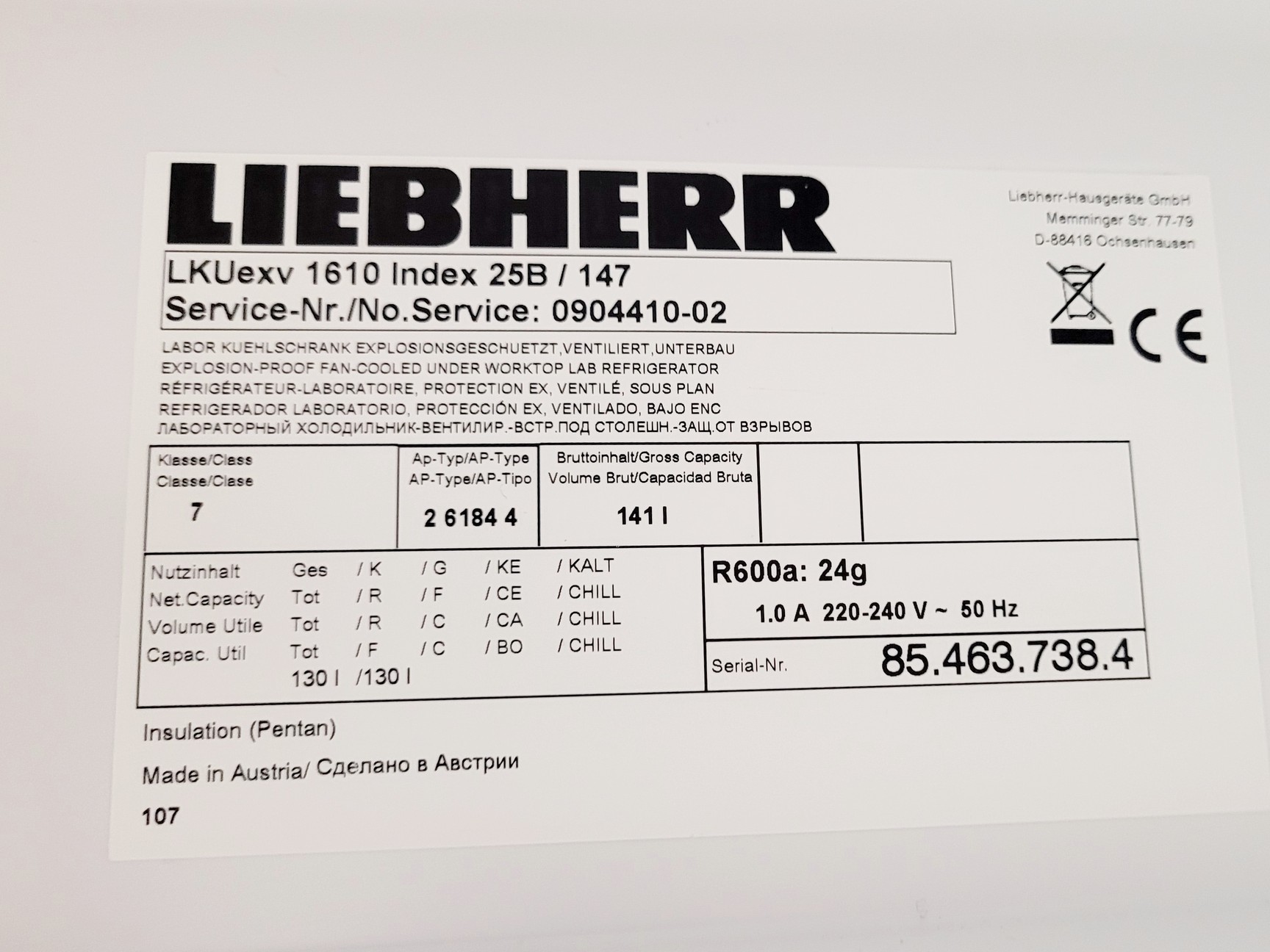 Image of Liebherr MediLine LKUexv 1610 Laboratory Fridge