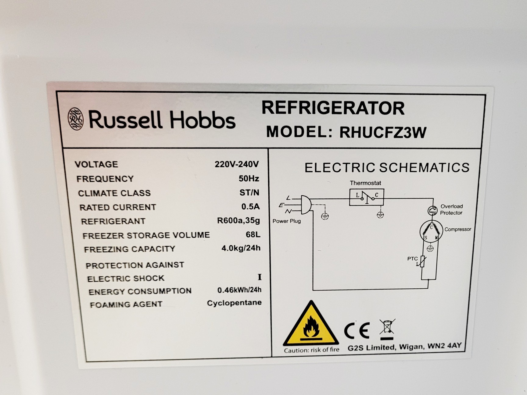 Image of Russell Hobbs RHUCFZ3W Freezer Lab