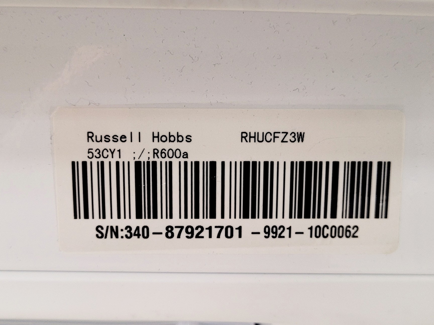Image of Russell Hobbs RHUCFZ3W Freezer Lab