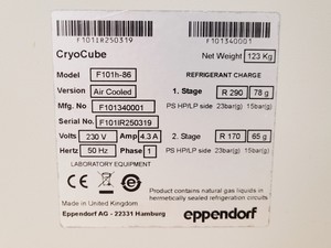Thumbnail image of Eppendorf CryoCube F101h-86 Ultra-Low Temperature Freezer Lab