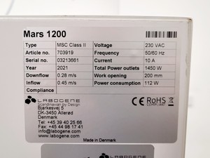 Thumbnail image of Labogene Scanlaf Mars 1200 Class II Biological Safety Cabinet w/ Stand