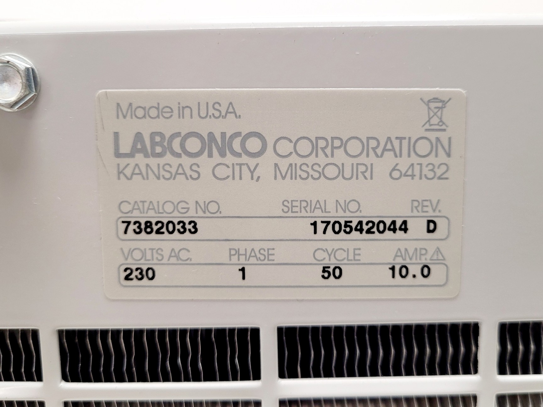 Image of LABCONCO Freeze Dryer Cat No. 7382033
