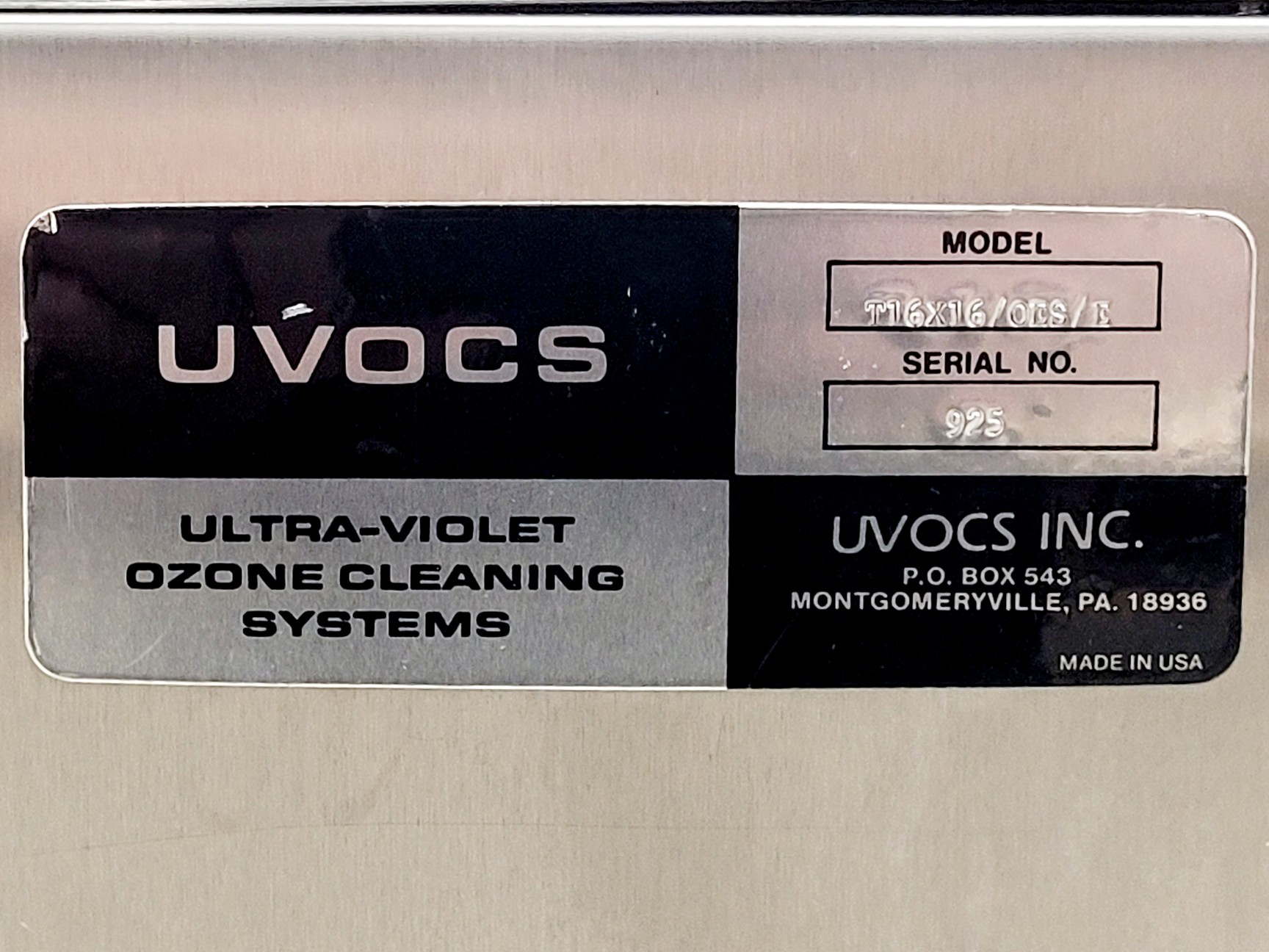 Image of UVOCS Inc UV Ozone Cleaning Systems Fume Extract T16x16/OES/E