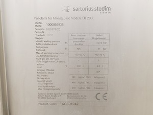 Thumbnail image of Sartorius Stedim Biotech Pallet Tank for Mixing Base Module EU 200L w/ Combics 1