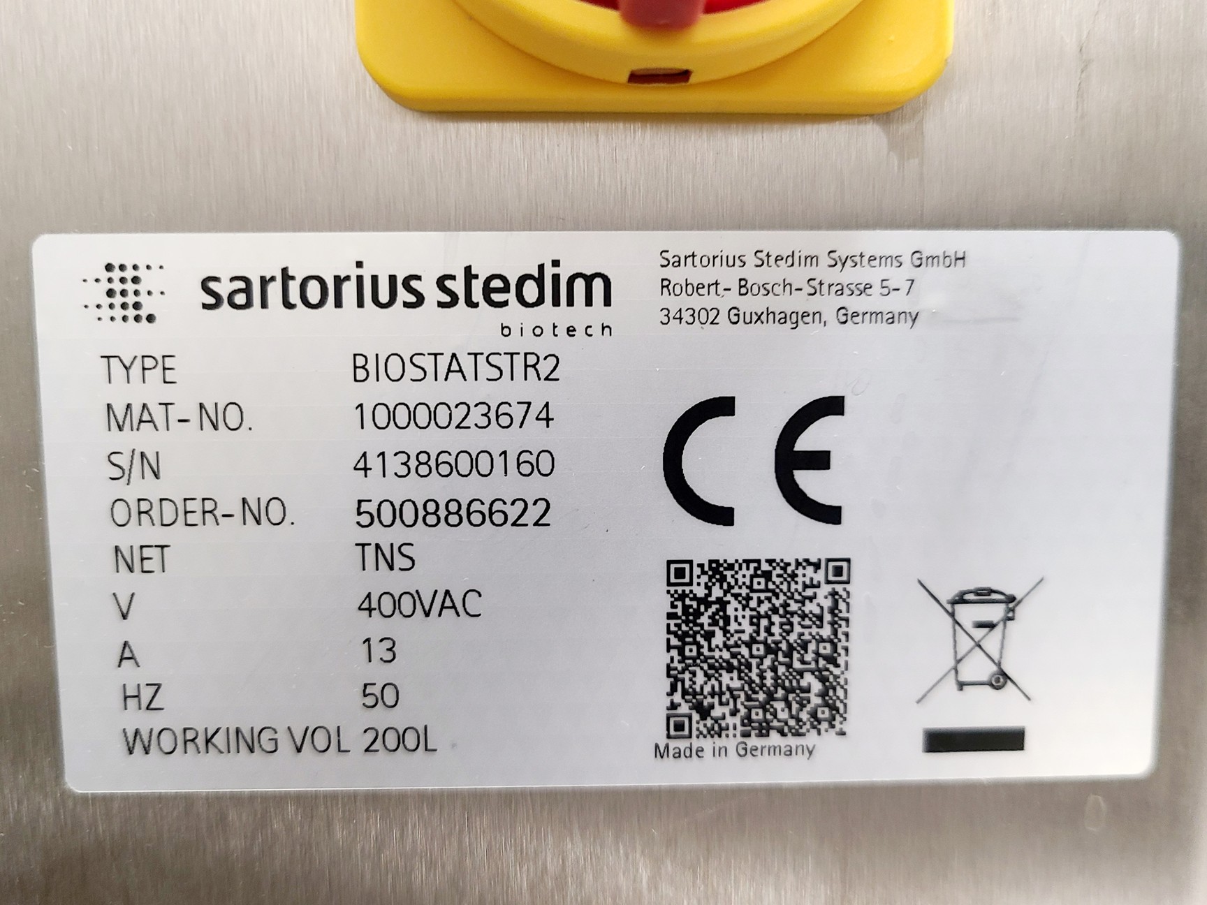 Image of Sartorius Stedim Biotech BIOSTAT STR BIOSTATSTR2 Stirred Tank Bioreactor 