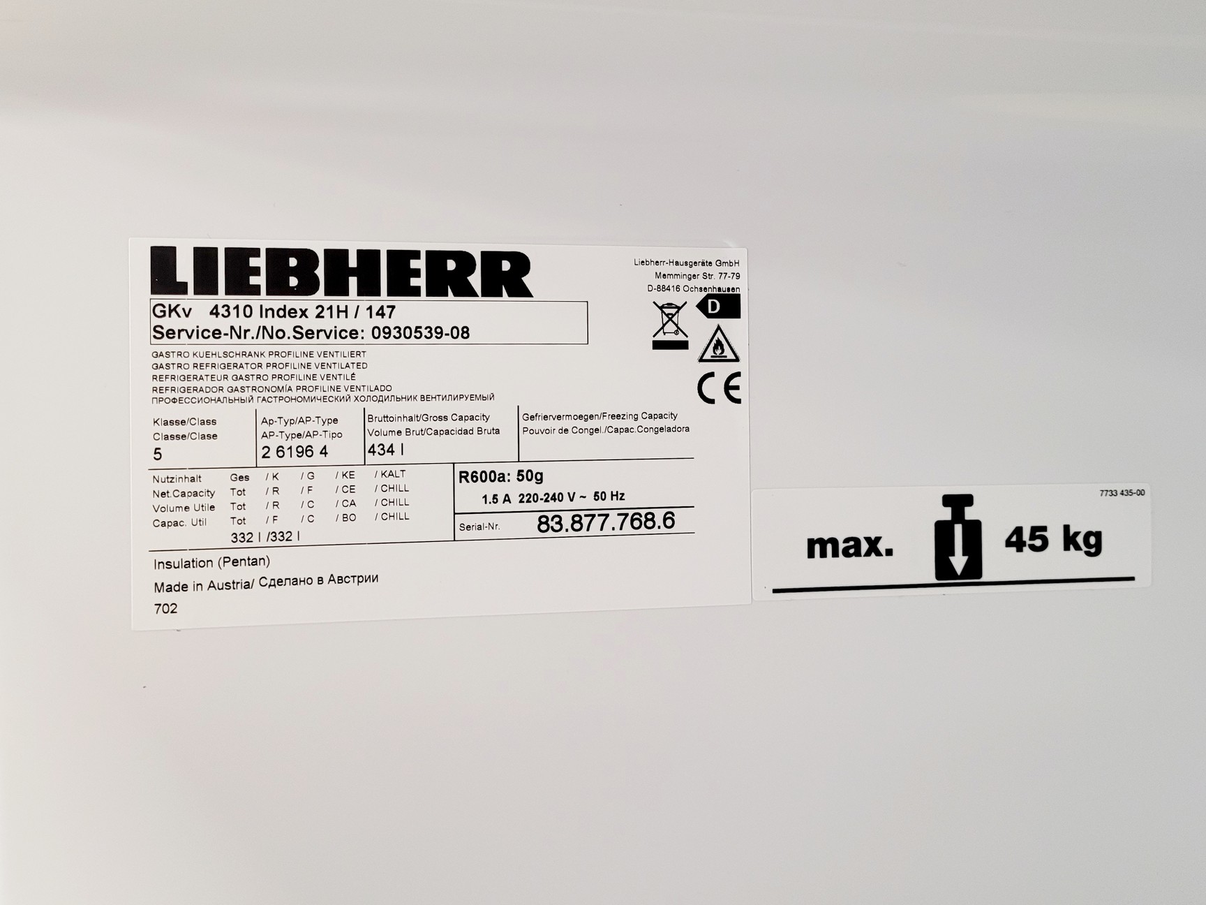 Image of Liebherr ProfiLine Model GKv 4310 Index 21H/147 Lab Fridge