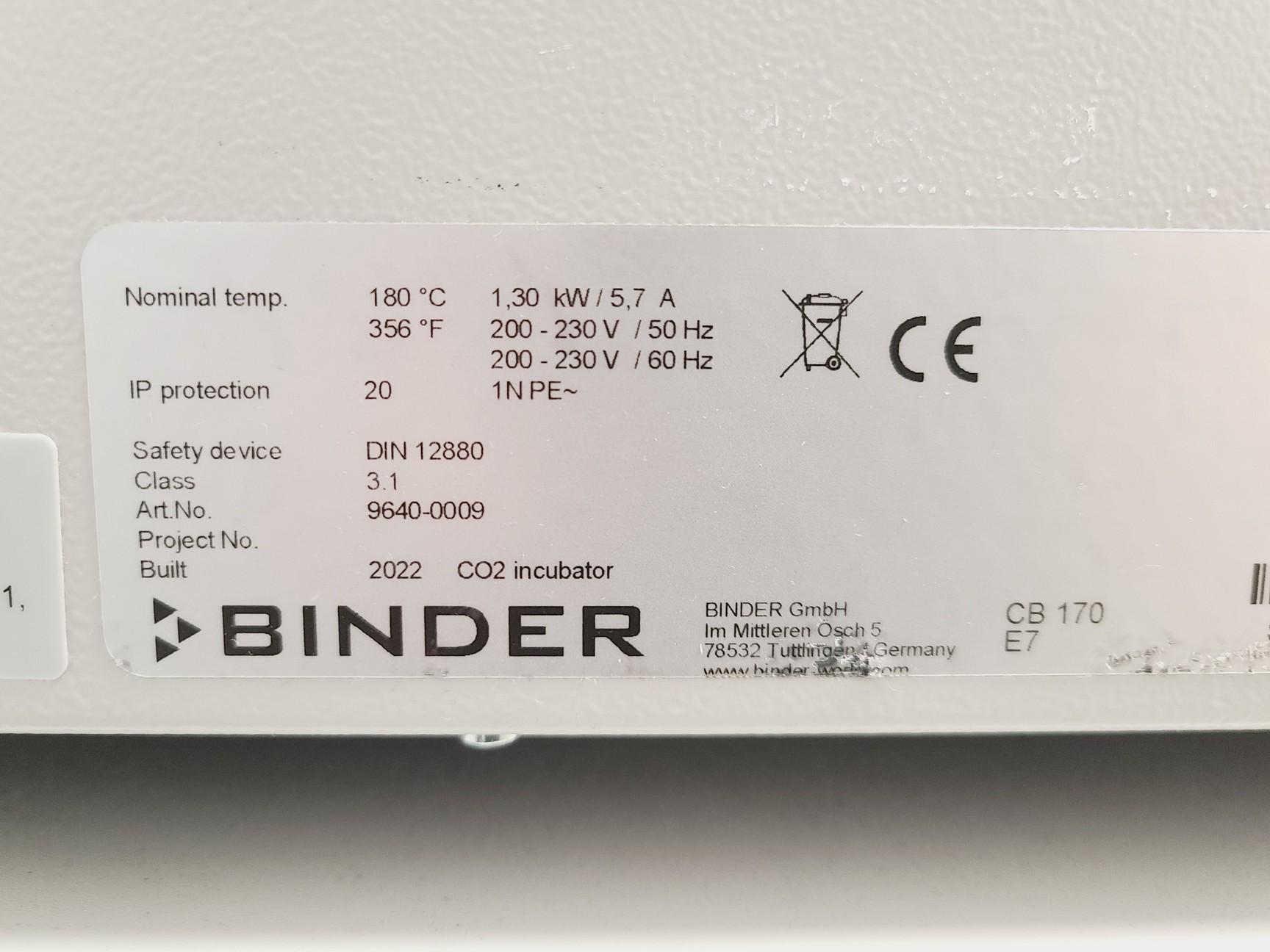 Image of Binder CB 170 Incubator Double Stack CO2 Lab
