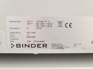 Thumbnail image of Binder CB 170 Incubator Double Stack CO2 Lab